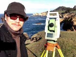 Precision Geosystems, Inc. President Will Haynes demonstrating a Leica robotic instrument in Big Sur, CA